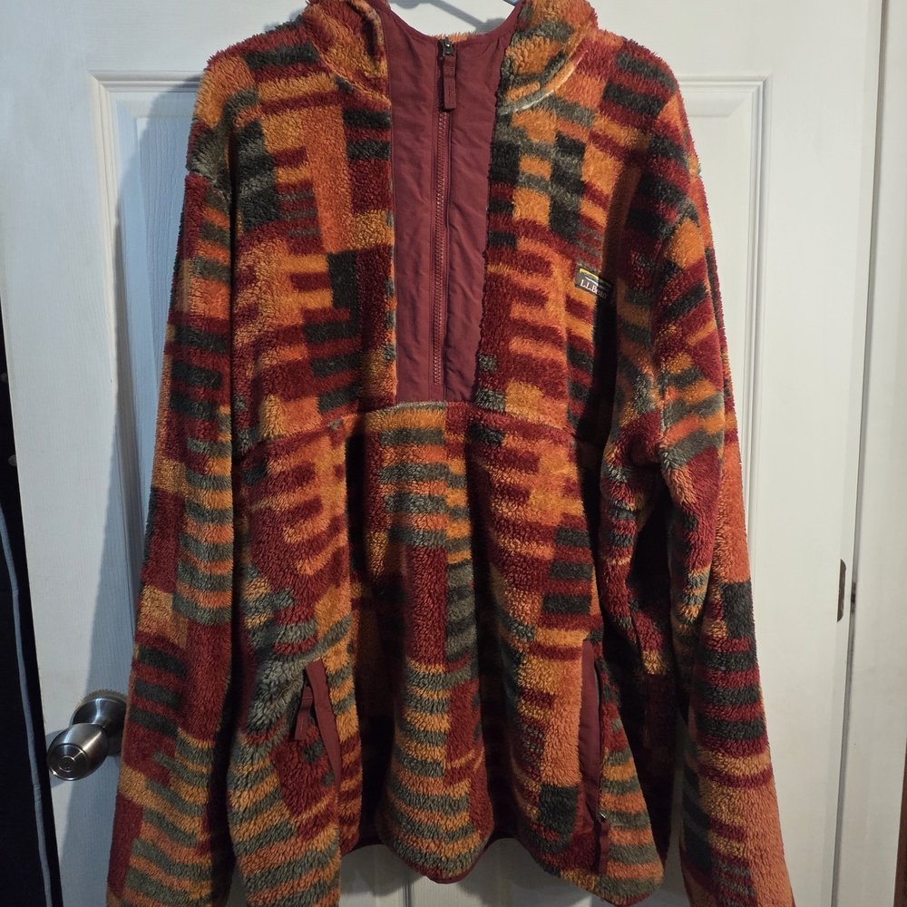 Mens LL BEAN Colorful Patterned Hooded Jacket XXL